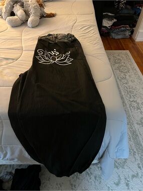 Black Harem pants with White Lotus Graphic